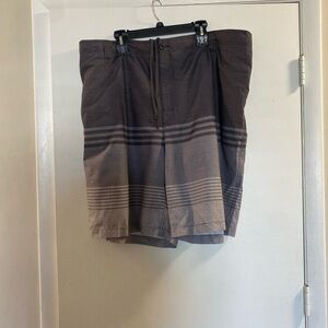 Men's Gray Striped 3XL Big & Tall Swim Trunks